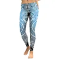 Leggings sfumati blu e bianchi con stampa digitale mandala e vita alta elastica - Mandala Sfumato Blu Bianco (KDK1776)