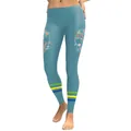 Leggings gris bleu pour femmes avec motif crâne floral et rayures en bas - Imprimé Crâne Floral(KDK1739)