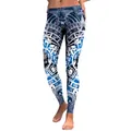 Women's low waist leggings with navy blue and white Aztec sun stone digital print - S / Blue White Aztec Totem (KDK1767)