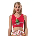 Women's Christmas sportswear set with red crop top and festive gingerbread print leggings - S / Tops / Sweet Christmas (SB03004)