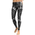 Women's low waist leggings featuring black and white mandala fractal digital print - S / B/W Gray Kaleidoscope Pattern (KDK1764)