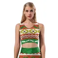 Women's 2-piece set with vibrant orange and green geometric digital knit print - Ethnic Geometric (SB03002)