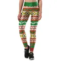 Women's high waist leggings with vibrant orange and green geometric knit pattern print - Ethnic Geometric (SKYK002)