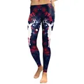 Women's low waist leggings featuring dark blue floral print and white reindeer patterns - Navy Blue Elk Floral (KDK1761)