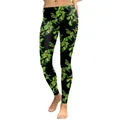 Women high waist leggings featuring vibrant green orchid print on solid black fabric - S / Bottoms / Green Orchid (KDK1771)
