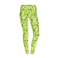 High waist green leggings with clover leaf digital 3D print for festive yoga and fitness - S / Green and Orange Clover Print (KDK1796)