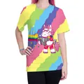 Short sleeve T-shirt with rainbow unicorn print for casual streetwear style - S / Tops / Rainbow Sci-fi Unicorn (B121-109)