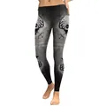 Women's high waist leggings with grey vintage texture and black deer hunting prints - Gray and Black Hunting Deer (KDK1811)