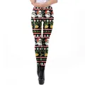 Women's Christmas leggings featuring Santa and tree print in a slim fit elastic style - Black Base Full Santa Claus Print Pattern (SKDK001)