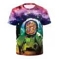 T-shirt à manches courtes avec imprimé astronaute 3D nébuleuse et bonbons - Astronaute à Masque de Bonbons (B121-160)