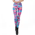 Women's blue and pink candy-themed Christmas leggings with high-waisted yoga fit - S / Blue Pink Candy Pattern (SKDK008)