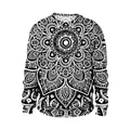 Crew neck sweatshirt with black and white mandala graphic print for men and women - M / Black White Mandala (B102-005)
