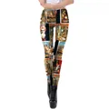 Women's circus poster print leggings with vintage 3D Houdini collage digital design - S / Vintage Poster Style (KDK2059)