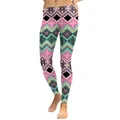 Dames yoga-leggings met hoge taille en levendige geometrische etnische printpatronen - Etnisch Geometrisch Patchwork (KDK1836)