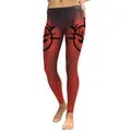 Women's tight leggings featuring red black marble gradient and deer head pattern - Red Black Gradient Deer (KDK1801)