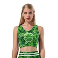 Ensemble femme St. Patrick avec haut court et legging à imprimé trèfle 3D vert - S / Style Trèfle Vert (B03082)