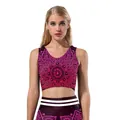 Ensemble de yoga femme avec imprimé mandala violet, crop top et legging de sport - S / Style Mandala Rose Violet (B03087)