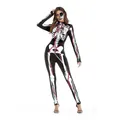 Women's Halloween skeleton jumpsuit with long sleeves and colorful bone prints - S/M / Skeleton Print (T1001)