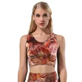 Women's 3D meat print two-piece set featuring cropped tank top and leggings in reddish-brown - S / Cooked Meat Texture Style (B03081)