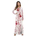 Women's Halloween maxi dress with long sleeves and bloody handprint pattern print - S/M / Blood Splatter Style (T2001)