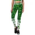Women's St. Patrick's Day high waist yoga pants with green clover patterns and stripes - S / Green Shamrock Leggings (KYK1158)