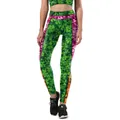 Women's 3D clover print high waist leggings with vibrant green and orange color-blocking - S / Shamrock Patchwork Leggings (KYK1159)