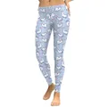 Schlanke High-Waist-Leggings für Damen mit hellblauem Alpaka- und Herz-Print - S / Cartoon Alpaka Allover-Print (KDK1829)