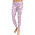 Rosa Leggings mit weißem Einhorn- und Sternenprint in dehnbarer, schlanker Form - S / Einhorn Stern Allover-Print (KDK1830)