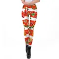 Kerstlegging voor dames met feestelijke rood-witte strepen en peperkoekmannetjes - S / Rood Wit Gestreepte Kerstprint (SKDK054)