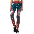 Women's tight yoga leggings with 3D star and shield print in red, blue and white colors - S / Captain America Shield Elements (KYK1153) Bottom