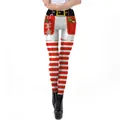 Leggings natalizi da donna con strisce bianche e rosse e motivo di Babbo Natale - S / Stile Babbo Natale a strisce bianche e rosse (SKDK060)