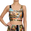 Women's 3D digital print tank top and leggings set with vintage Houdini circus posters - M / Vintage Collage Vest (B03095)