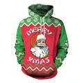 Christmas hoodie with Santa Claus print, Merry Xmas text and festive pattern design - M / Santa Claus Print (SB101-031)