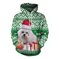 Sudadera de Navidad con estampado de perro 3D y patrón pixelado verde - M / Patrón de Perro Verde Navidad (SB101-035)