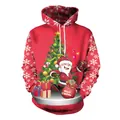 Red Christmas hoodie with festive Santa Claus digital print and white snowflake details - Red Laughing Santa Style (SB101-034)
