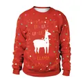 Felpa natalizia rossa con stampa lama e luci decorative colorate per le feste - M / Rosso