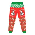 Kids Christmas joggers with Santa print and Merry Xmas text in festive red and green - Joggers (T102-005) / 110cm