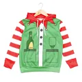 Weihnachts-Hoodie für Kinder mit 3D-Digitaldruck, Elfenkostüm-Muster und Streifenärmeln - Weihnachtself Kapuzenpullover(T101-009)