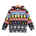 Christmas hoodie with reindeer and snowflake pixel print on a wooden hanger - 120cm / Tops / Christmas Element Print (T101-002)
