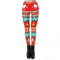 Digital print Christmas leggings featuring Santa and snowflake patterns in red - S / Bottoms / Bright Red All-over Christmas Elements (SKDK073)