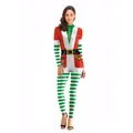 Women's Christmas bodysuit with 3D festive prints and long sleeves for holiday party wear - S / Christmas Tree Print Style (B142-167)