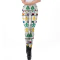 Women's Christmas leggings with white base and festive gingerbread man and tree prints - S / Bottoms / White Background Gingerbread Man Christmas Tree (SKDK058)