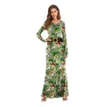 Women's long-sleeve Christmas dress with 3D Santa and gingerbread man festive prints - S/M / Green Christmas Tree Style (T2005)