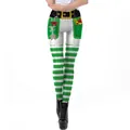 Christmas leggings with green candy cane prints and white faux fur digital pattern - Green Christmas Elf Belt Stripes Pattern (SKDK061)