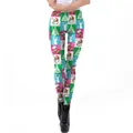 Women's Christmas leggings with festive print featuring Santa, reindeer and trees - Multicolor Patchwork Santa Pattern (SKDK065)