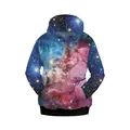 Damen Kapuzenpullover mit lebhaftem Galaxie-Nebula-Digitaldruck und praktischer Kängurutasche - S/M / Galaxie Mehrfarbig (WYC1012)