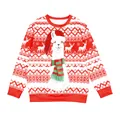 Kids' Christmas hoodie featuring a cute 3D alpaca print and reindeer patterns - 120cm / Tops / Red and White Llama Print (T103-001)