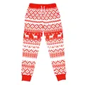 Kids Christmas Fair Isle jogging pants with reindeer and snowflake digital prints - 120cm / Bottoms / Red and White Llama Print (T102-001)