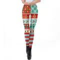 Women's Christmas leggings featuring nutcracker and holiday prints in red and blue - S / Bottoms / Red Blue Contrast Christmas Pattern (SKDK057)