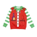 Kids Christmas hoodie with 3D white alpaca print and green sawtooth collar design - Christmas Elf Print (T103-003)